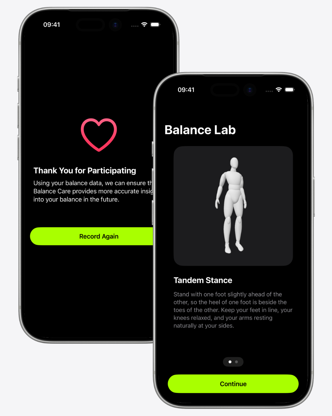 Two screenshots of Balance Lab.
